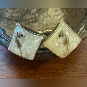 Vintage 1950s Enamel Seahorse Cuff Links